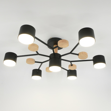 Светильник потолочный (люстра) 7*15Вт GX53 черный/дерево 