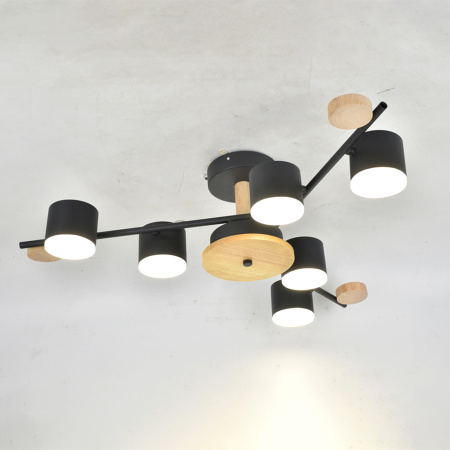 Светильник потолочный (люстра) 6*15Вт GX53 черный/дерево 