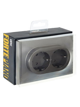 Фортепиано сталь розетка скрытая 2-мест заземление шторки быстрозажим. клем. IP20 