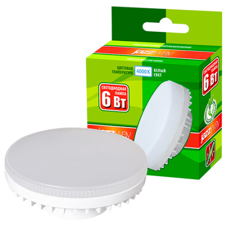 Лампа свд 220В GX53 6Вт 4000К 460лм таблетка матовая Jazzway 