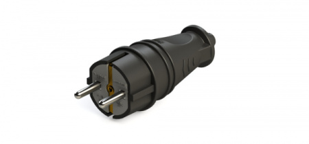 Вилка 16А прямая черный каучук IP44 Systeme Electric 