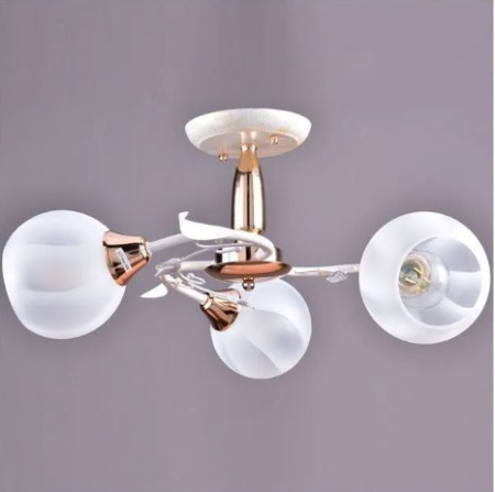 Светильник потолочный (люстра) 3*40Вт E27 белый/золото