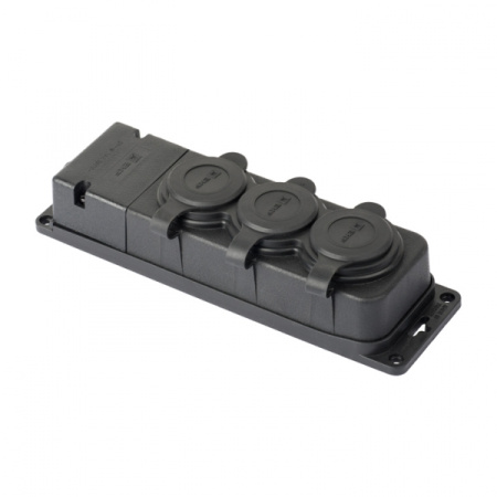 Колодка 3-мест 16А черный каучук заземление IP44 EKF PROxima