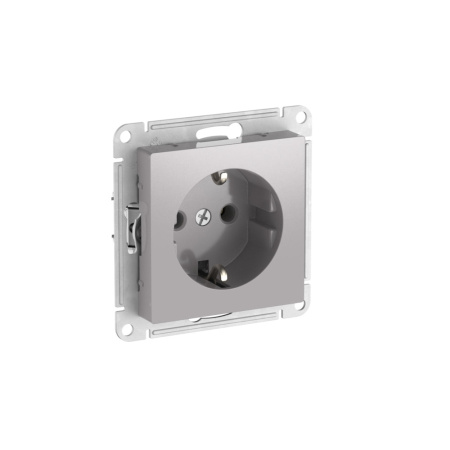 Атлас алюминий механизм розетки скрытая 1-мест заземление быстрозажим. клем. IP20 