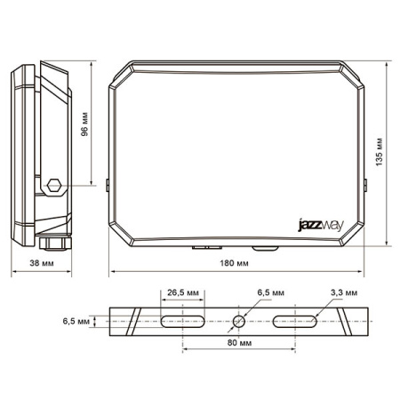 Прожектор свд 100Вт 6500К 9000лм черный IP65 120° PFL-SA Jazzway