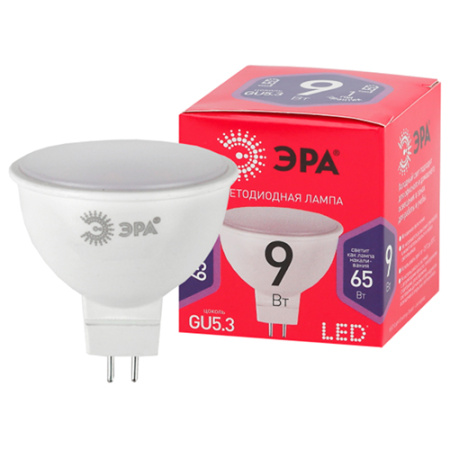 Лампа свд 220В GU5.3 9Вт 6500К 720лм MR16 матовая ЭРА red