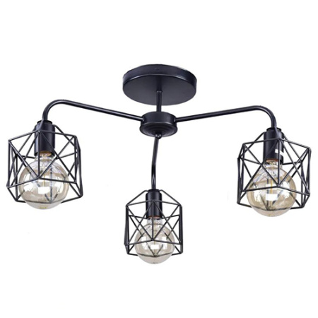 Светильник потолочный (люстра) 3*60Вт E27 черный лофт
