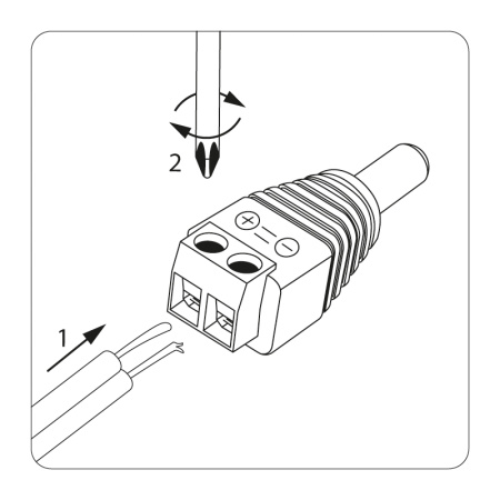 Разъём штекер 2,1*5,5мм черный с клеммной колодкой