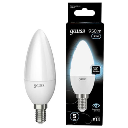 Лампа свеча светодиодная 220В Е14 9,5Вт 4100К 950лм В35 матовая Gauss 