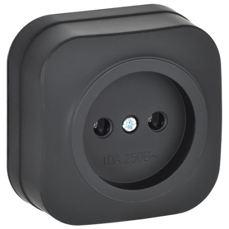 Глори черный розетка открытая 1-мест IP20 