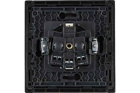 Фортепиано черный механизм розетки скрытая 1-мест заземление шторки IP20 