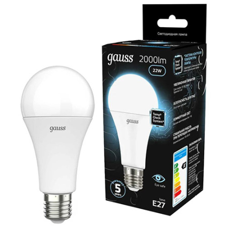 Лампа светодиодная 220В Е27 22Вт 4100К 2000лм стандарт A70 матовая Gauss Black