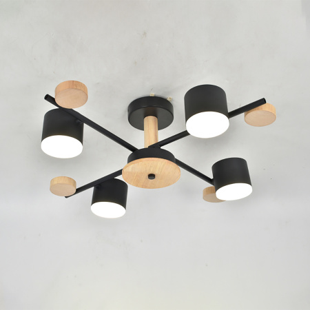 Светильник потолочный (люстра) 4*15Вт GX53 черный/дерево 