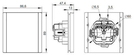 Фортепиано серый розетка скрытая 1-мест заземление с крышкой шторки IP44 