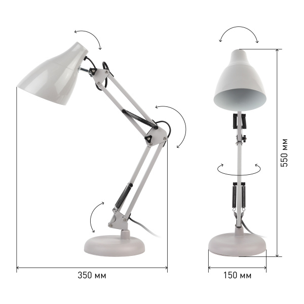 Светильник настольный 40Вт E27 серый подставка ЭРА