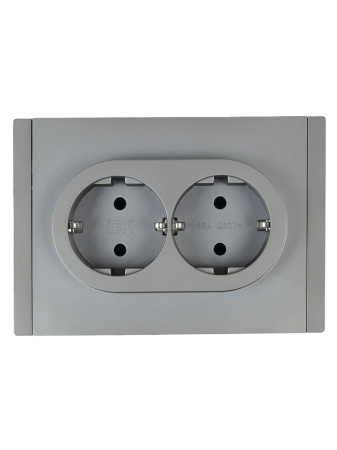 Фортепиано сталь розетка скрытая 2-мест заземление быстрозажим. клем. IP20 