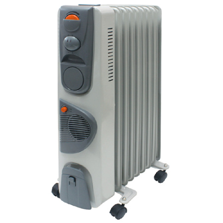 Радиатор масляный 9секций 2400Вт серый TDM с тепловентилятором