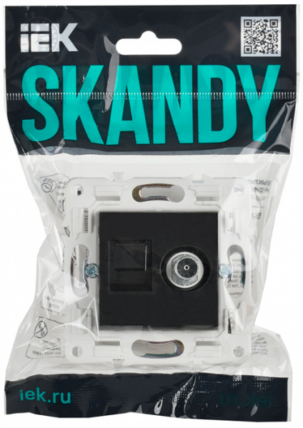 SKANDY Роз. двойная TV+RJ45 кат.5E SK-A14Bl черн. IEK