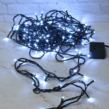 Гирлянда нить 12м белый 120свд с контроллером IP20 зеленый провод 8 режимов