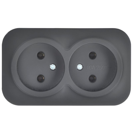 Глори черный розетка открытая 2-мест IP20 