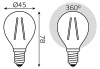 Лампа шар свд Е14 7Вт 4100К 580лм G45 прозрачный филамент Gauss 3шт комплект