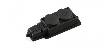 Колодка 2-мест 16А черный каучук заземление IP44 Systeme Electric 