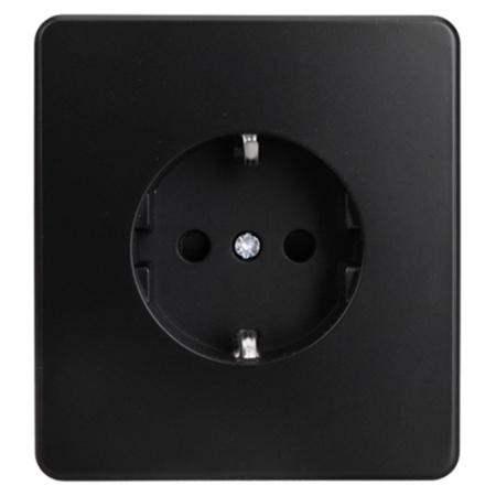 MIELE ROUND Розетка 1-ая с/з с/у, со шторками 16А черная KRANZ