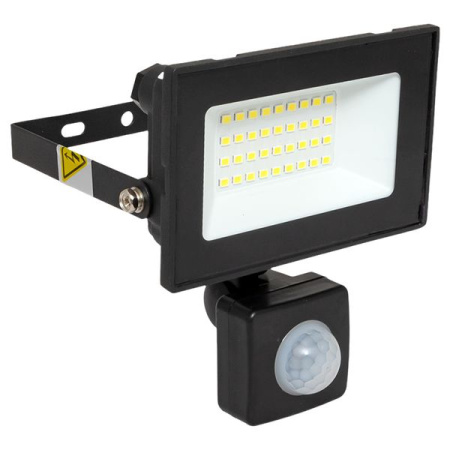 Прожектор свд 30Вт 6500К 2400лм черный IP65 110° Luma EKF датчик движения