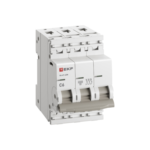Автомат 3Р 6А C 4,5кА ВА47-63N EKF PROxima 
