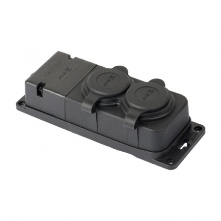 Колодка 2-мест 16А черный каучук заземление IP44 EKF PROxima