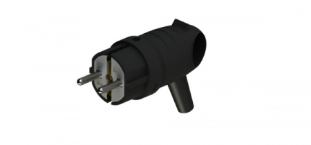 Вилка 16А угловая с ушком заземление черный каучук IP44 Systeme Electric 