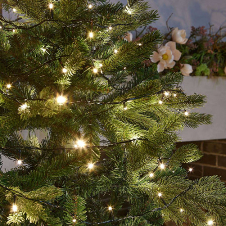 Гирлянда нить 10м теплый белый 100свд с контроллером IP20 зеленый провод 8режимов