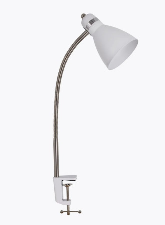 Светильник настольный 60Вт E27 белый струбцина Трансвит