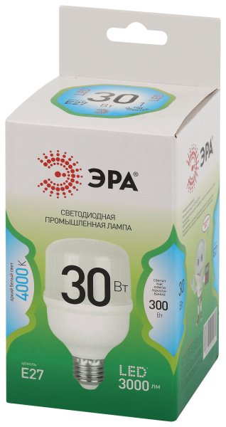 Лампа свд Е27 30Вт 4000К 3000лм Т100 цилиндр матовый ЭРА Green Line