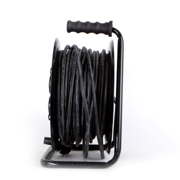 Удлинитель 4-мест 50м КГ 3*2,5 черный катушка металл IP44 PlexUp 4000Вт