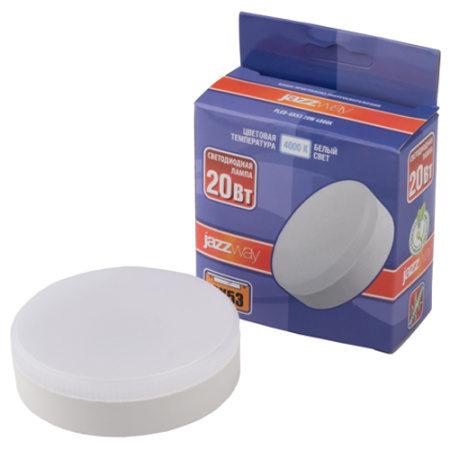 Лампа свд 220В GX53 20Вт 4000К 1680лм таблетка матовая Jazzway