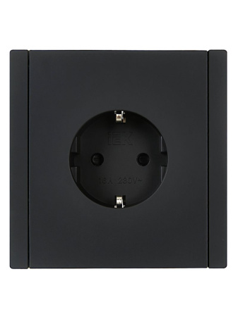 Фортепиано черный механизм розетки скрытая 1-мест заземление шторки IP20 