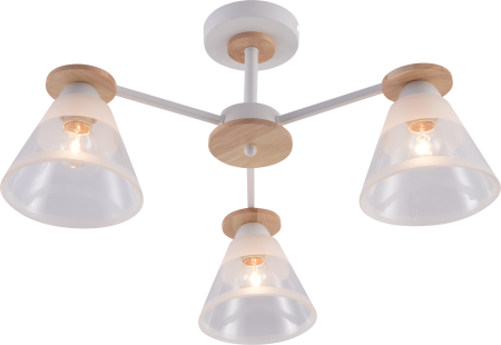 Светильник потолочный (люстра) 3*60Вт E27 белый/дерево 