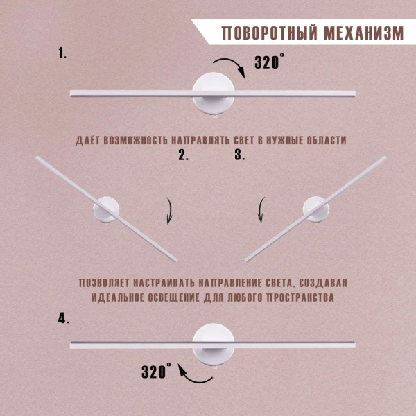 Светильник настенный свд 22Вт 4500К 1180лм белый Россвет поворотный с выкл.