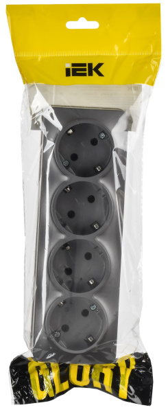 Глори сталь розетка открытая 4-мест заземление IP20 