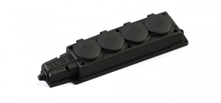 Колодка 4-мест 16А черный каучук заземление IP44 Systeme Electric