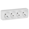 Глори белый розетка открытая 4-мест IP20 