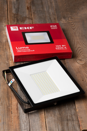 Прожектор свд 100Вт 6500К 8000лм черный IP65 110° Luma EKF 