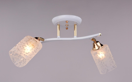 Светильник потолочный (люстра) 2*40Вт E27 белый/золото