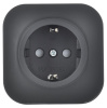 Глори черный розетка открытая 1-мест заземление шторки IP20 