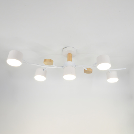 Светильник потолочный (люстра) 5*15Вт GX53 белый/дерево 