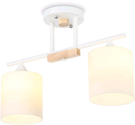Светильник потолочный (люстра) 2*60Вт E27 белый/светлое дерево