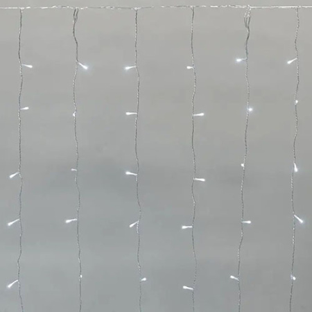 Гирлянда занавес 2*1,5м белый 150свд соединяемая IP44 прозрачный провод мерцание (до 8мод)