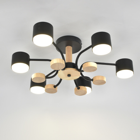 Светильник потолочный (люстра) 6*15Вт GX53 черный/дерево 