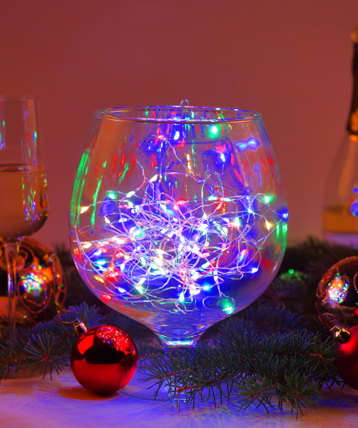 Гирлянда нить 10м мультицвет 100свд с контроллером IP20 серебро провод статич.свечение